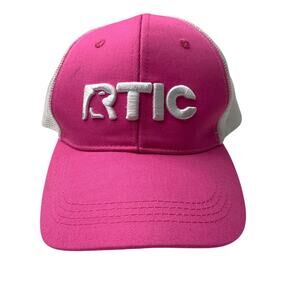 RTIC Pink White Logo Spellout Promo Hat Baseball Cap Snapback Adjustable